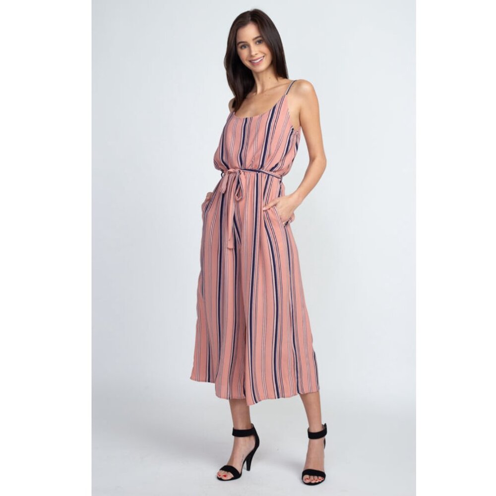 NWT!! Miroh Striped Sleeveless Wide Leg Jumpsuit L